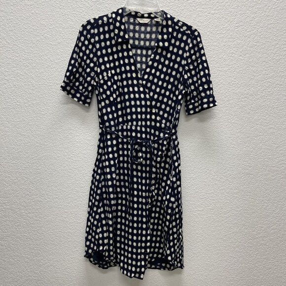Anthropologie 11 1 TYLHO Cortland Polka Dot Wrap Dress Blue Size Small EUC Navy - Picture 5 of 11